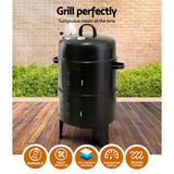 Grillz 3in1 Charcoal BBQ Grill Smoker Portable Outdoor Roaster Steel Camping
