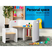 3PC Kids Table and Chairs Set Toys Play Desk Children Shelf Storage White - Catching Deals