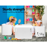 3PC Kids Table and Chairs Set Toys Play Desk Children Shelf Storage White - Catching Deals