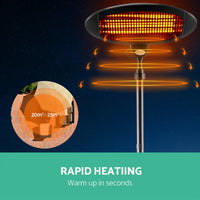 2000W Electric Patio Heater Outdoor Garden Radiant Portable Pedestal Heat Stand