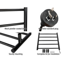 Heated Towel Rail Ladder Rails Electric Warmer Heater Holder Rack Bathroom Black