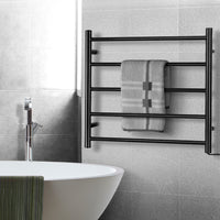 Heated Towel Rail Ladder Rails Electric Warmer Heater Holder Rack Bathroom Black