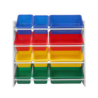 Keezi 12 Plastic Bins Kids Toy Organiser Box Bookshelf Storage Children Rack - Catching Deals
