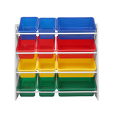 Keezi 12 Plastic Bins Kids Toy Organiser Box Bookshelf Storage Children Rack - Catching Deals