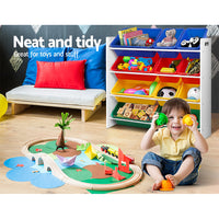 Keezi 12 Plastic Bins Kids Toy Organiser Box Bookshelf Storage Children Rack - Catching Deals