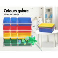 Keezi 12 Plastic Bins Kids Toy Organiser Box Bookshelf Storage Children Rack - Catching Deals