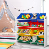 Keezi 12 Plastic Bins Kids Toy Organiser Box Bookshelf Storage Children Rack - Catching Deals