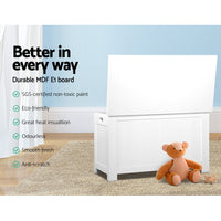 Keezi Kids Wooden Toy Chest Storage Blanket Box White Children Room Organiser - Catching Deals