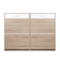 Shoe Rack Cabinet Wooden 36 Pairs Storage Organiser Shelf Cupboard Drawer 3 Tier - Catching Deals