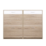 Shoe Rack Cabinet Wooden 36 Pairs Storage Organiser Shelf Cupboard Drawer 3 Tier - Catching Deals