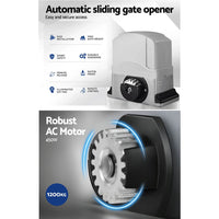 1200KG LockMaster Electric Sliding Gate Opener Automatic Motor Remote Rail 4M