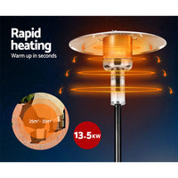 Devanti Outdoor Gas Patio Heater 13.5kW Portable Stainless Steel