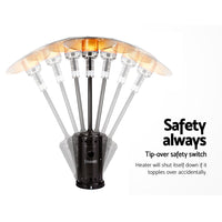 Devanti Outdoor Gas Patio Heater 13.5kW Portable Stainless Steel