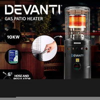 Devanti Outdoor Modern Gas Patio Heater Black 10kW Stainless Steel 