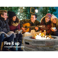 Grillz Fire Pit Outdoor Table Charcoal Fireplace Garden Firepit Heater