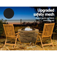 Grillz Fire Pit Outdoor Table Charcoal Fireplace Garden Firepit Heater
