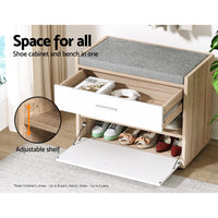 Shoe Cabinet Bench Shoes Storage Drawer Organiser Rack Fabric Wooden Cupboard - Catching Deals