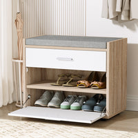 Shoe Cabinet Bench Shoes Storage Drawer Organiser Rack Fabric Wooden Cupboard - Catching Deals