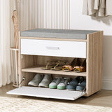 Shoe Cabinet Bench Shoes Storage Drawer Organiser Rack Fabric Wooden Cupboard - Catching Deals