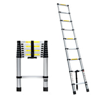 Giantz 2.6M Telescopic Ladder Aluminium Extension Extendable Steps Adjustable Height - Catching Deals