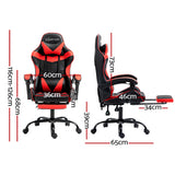 Artiss Gaming Office Chair Executive Computer Leather Chairs Footrest Red