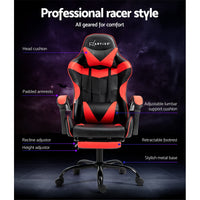 Artiss Gaming Office Chair Executive Computer Leather Chairs Footrest Red