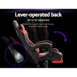 Artiss Gaming Office Chair Executive Computer Leather Chairs Footrest Red