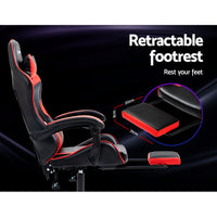 Artiss Gaming Office Chair Executive Computer Leather Chairs Footrest Red
