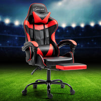 Artiss Gaming Office Chair Executive Computer Leather Chairs Footrest Red