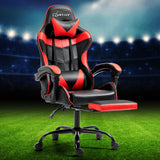 Artiss Gaming Office Chair Executive Computer Leather Chairs Footrest Red