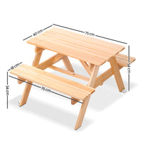 Kids Wooden Picnic Table Set Playground Garden Outdoor Furniture Wood - Catching Deals