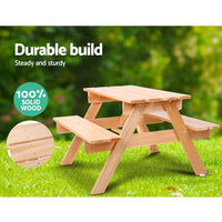 Kids Wooden Picnic Table Set Playground Garden Outdoor Furniture Wood - Catching Deals