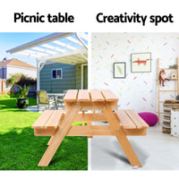 Kids Wooden Picnic Table Set Playground Garden Outdoor Furniture Wood - Catching Deals