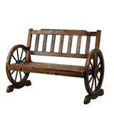 Garden Bench Wooden Wagon Wheel Chair Outdoor Park Backyard Benches Furniture - Catching Deals