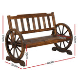 Garden Bench Wooden Wagon Wheel Chair Outdoor Park Backyard Benches Furniture - Catching Deals
