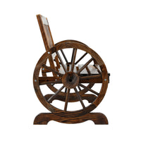Garden Bench Wooden Wagon Wheel Chair Outdoor Park Backyard Benches Furniture - Catching Deals