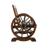 Garden Bench Wooden Wagon Wheel Chair Outdoor Park Backyard Benches Furniture - Catching Deals