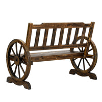 Garden Bench Wooden Wagon Wheel Chair Outdoor Park Backyard Benches Furniture - Catching Deals