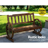 Garden Bench Wooden Wagon Wheel Chair Outdoor Park Backyard Benches Furniture - Catching Deals