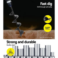 Auger Power Garden Spiral Hole Digger Earth Drill Bit Earth Planter 75x300mm Black - Catching Deals