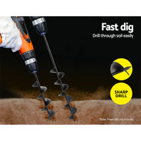 Giantz Power Garden Spiral Auger Hole Digger Earth Drill Bit Φ75x300 & 600mm - Catching Deals