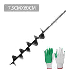 Power Garden Spiral Auger Hole Digger Earth Planter Drill Bit 75x600mm Black - Catching Deals