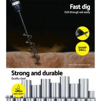 Power Garden Spiral Auger Hole Digger Earth Planter Drill Bit 75x600mm Black - Catching Deals