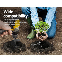 Power Garden Spiral Auger Hole Digger Earth Planter Drill Bit 75x600mm Black - Catching Deals