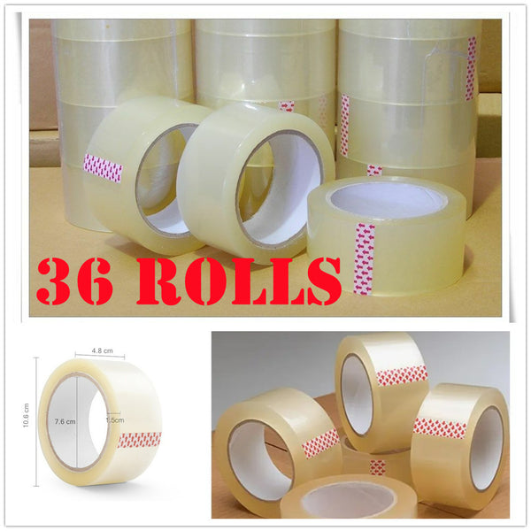 36 Rolls Packing Tape Clear Adhesive Packaging Sticky Tape 75M x 48mm 45 Micron - Catching Deals