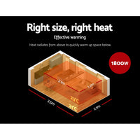 Devanti Electric Radiant Strip Heater Outdoor 1800W Panel Heater Bar Remote Home