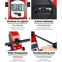 Rowing Exercise Machine Rower Resistance Fitness Gym Home Cardio Equipment New - Catching Deals
