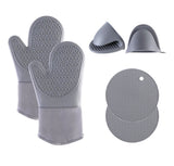 Kitchen Oven Mitts Gloves Silicone Pot Holders Set