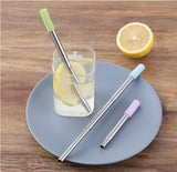 Telescopic Straws Reusable Stainless Steel Collapsible Portable Case Brush New