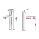WELS Basin Mixer Tap Bathroom Counter Faucet Square Tall Vanity Brass Silver - Catching Deals